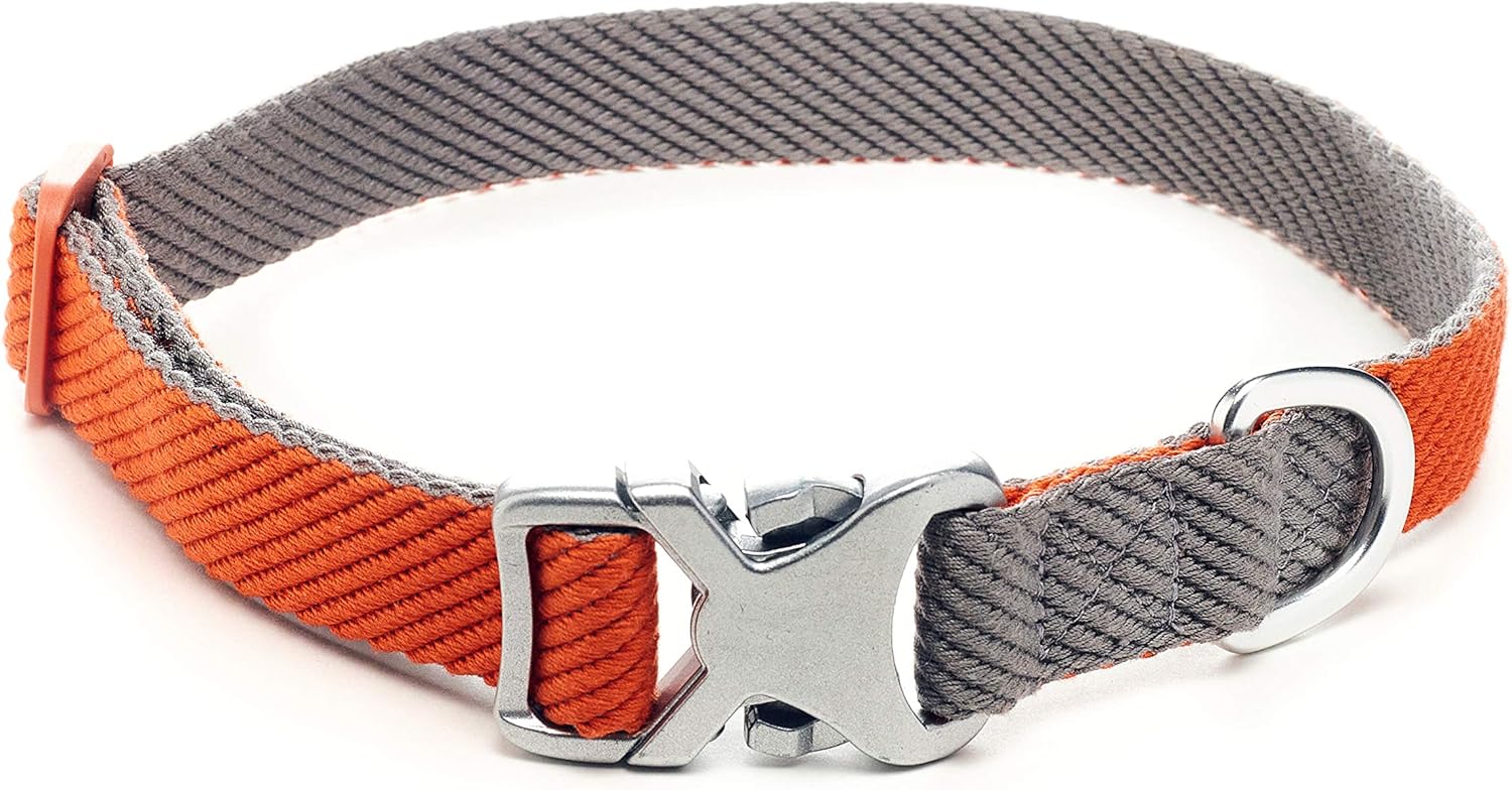 Cotton Dog Collar, Soft Comfortable Strap with Metal D