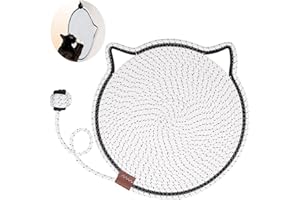 LETALONG Cat Scratcher Mat, Natural Cotton Rope Cat Scratch Pad, 15.7'' Round Horizontal Floor Cat Scratching Pads for Indoor Cats, Cat Furniture Protector for Wall, Couch, Carpets, Sofas