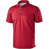 Obla Mens Golf Polo Shirts Short Sleeve Dry Fit Performance Moisture Wicking Casual Print Collared Golf Shirts for Men
