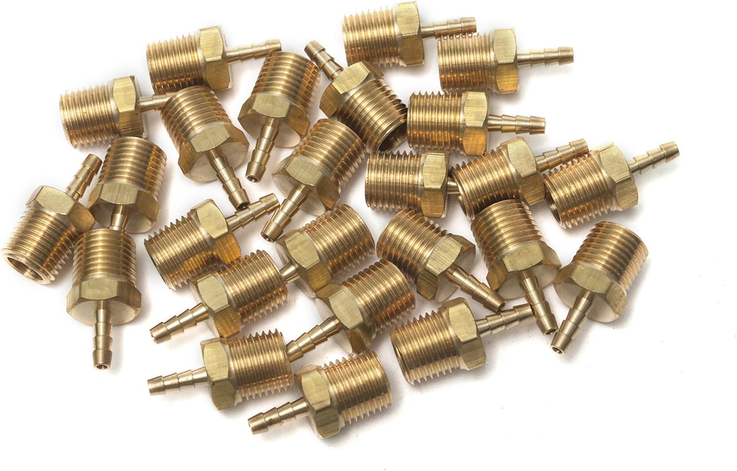 LTWFITTING Brass 1/4-Inch Male BSPT x 3mm Hose Barb Coupler Adapter Fitting for Vehicle Fuel System HVAC System (Pack of 25)