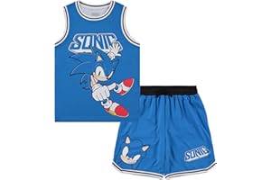 SEGA Boys Sonic The Hedgehog Basketball Jersey Shirt and Shorts Clothing Set- Little and Big Boys Sizes 4-20