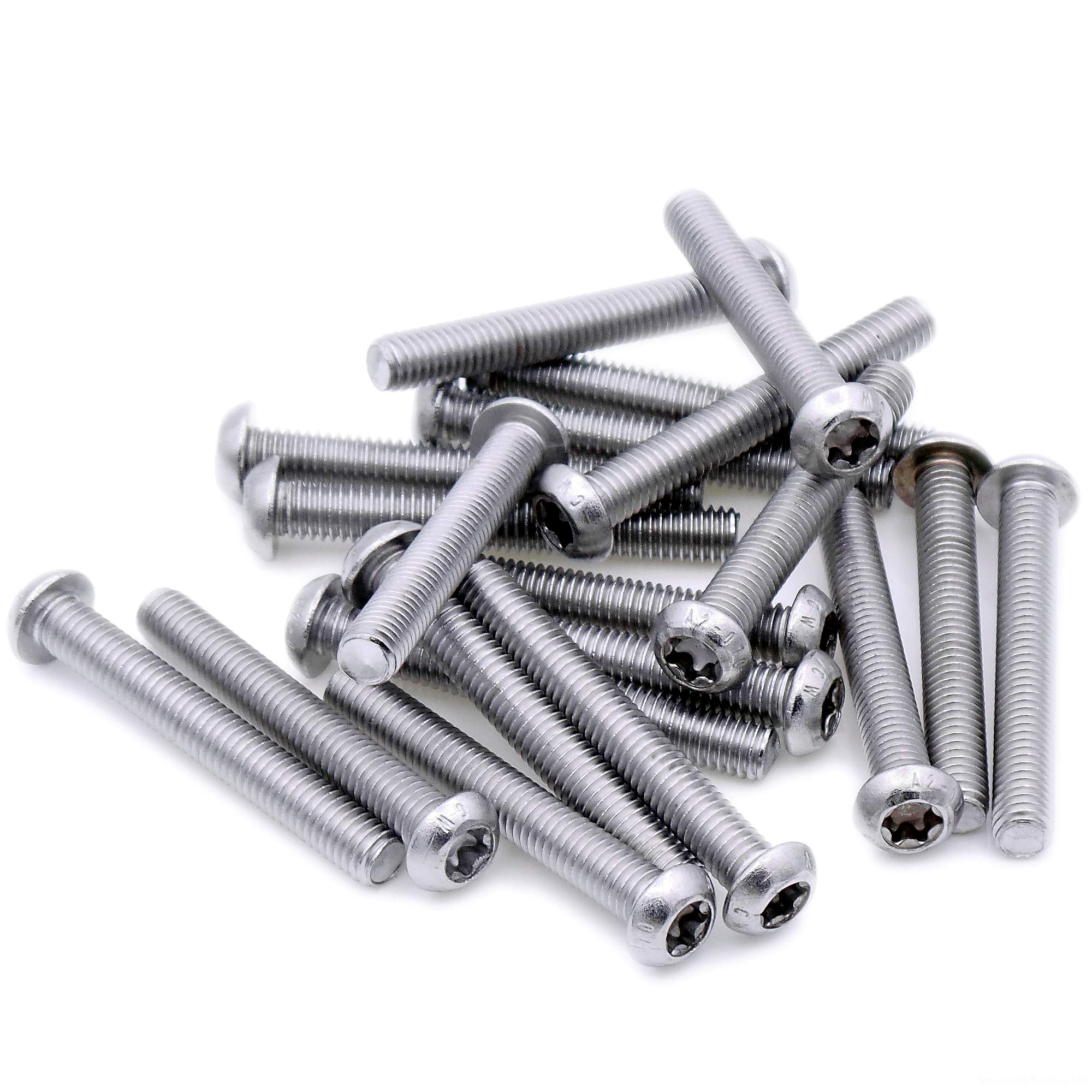 M5 (5mm x 22mm) TX Socket Button Machine Screw (Bolt) - Stainless Steel (A2) (Pack of 20)