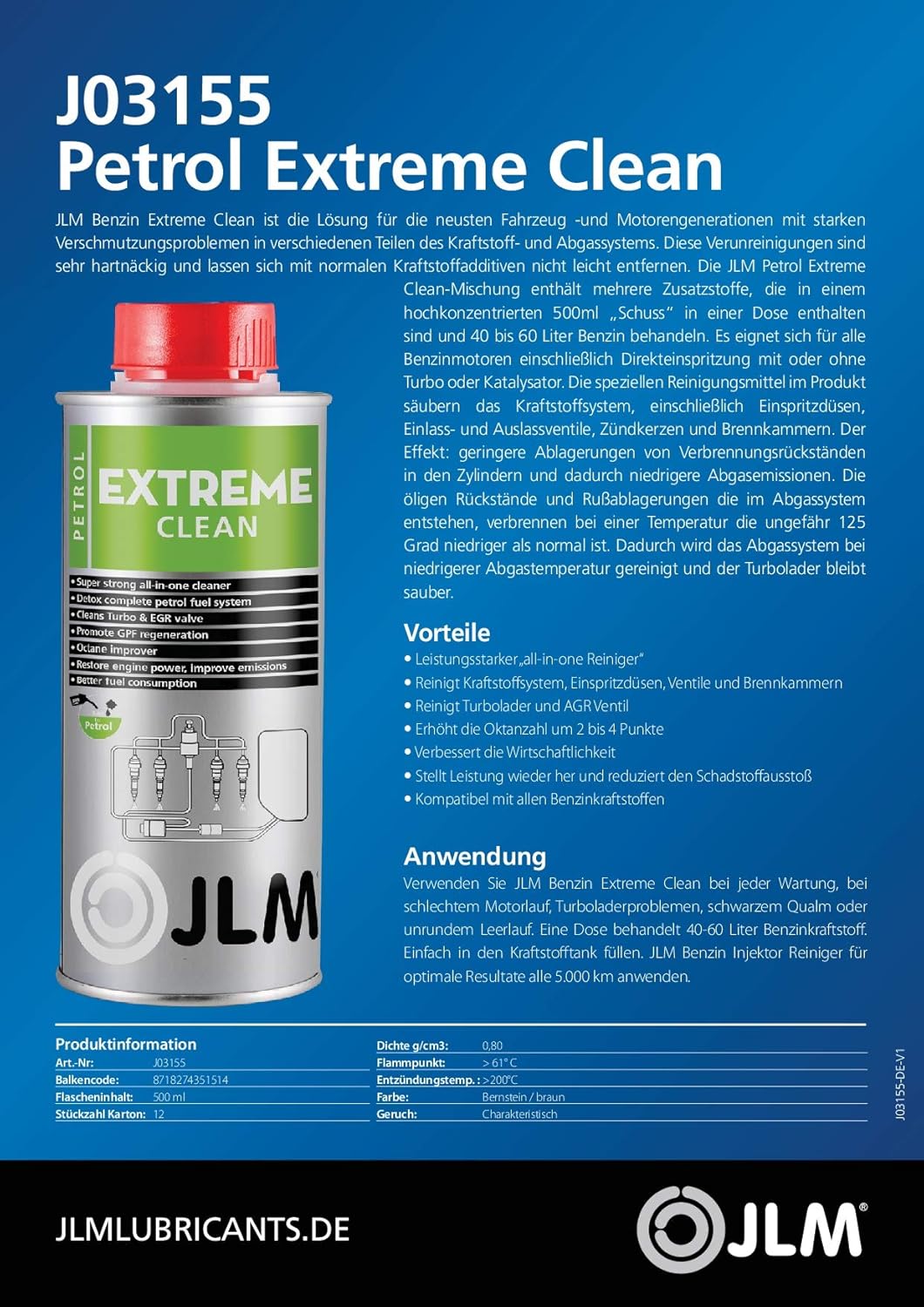 JLM Benzin Extreme Clean 500ml Petrol Extreme Clean Amazon.de Auto