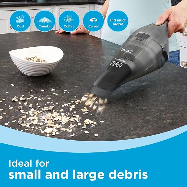 BLACK+DECKER DUSTBUSTER HANDHELD VACUUM, 8V CORDLESS, HAND VACUUM FOR QUICK CLEANUP WITH CREVICE TOOL AND WASHABLE FILTER (HNVC220BCZ01)