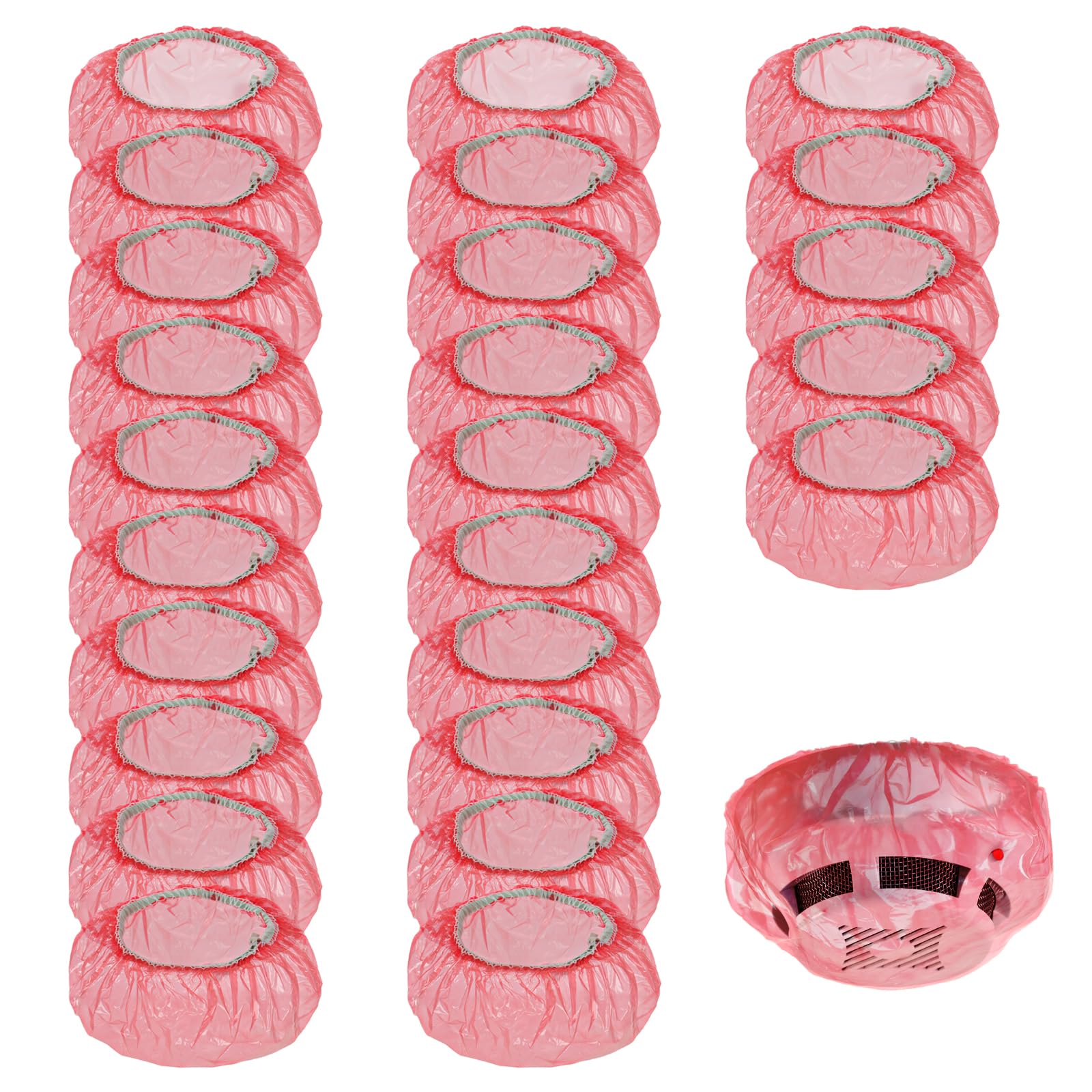 Bettli Smoke Alarm Cover,25 Pcs Red Smoke Detector Cover Fire Alarm Cover Reusable Plastic Stretch Elastic Thickened Fire Detector Dust Covers Cap for Home Kitchen Cooking Baking