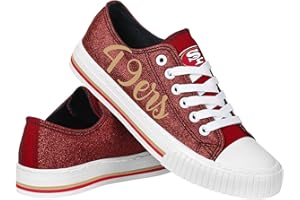 FOCO Women's NFL Team Logo Ladies Fashion Color Glitter Low Top Canvas Sneakers Shoes