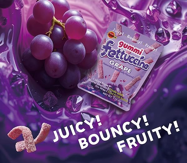 BOURBON FETTUCCINE GUMMI GRAPE (10-PACK), 10 X 1.76 OZ.