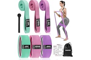 KANGFITER Long and Short Fabric Resistance Bands with Door Anchor 7 PCS, Non-Slip Stretch Booty Bands for Working Out Women & Men, Loop Exercise Elastic Bands for Home Physical Therapy Yoga Pilates