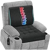 baibu Memory Foam Recliner Cushions with Lumbar Support Pillow Set for Elderly, 20x20x5 Inch Dual-Layer Design Non-Slip Recliner Seat Cushion & Back Support Pillow for Reduce Hip & Lumbar Pain, Black