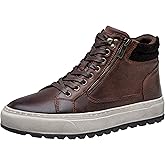 Jousen Mens Casual Shoes Premium Leather Side Zipper High Top Boots Fashion Sneakers for Men