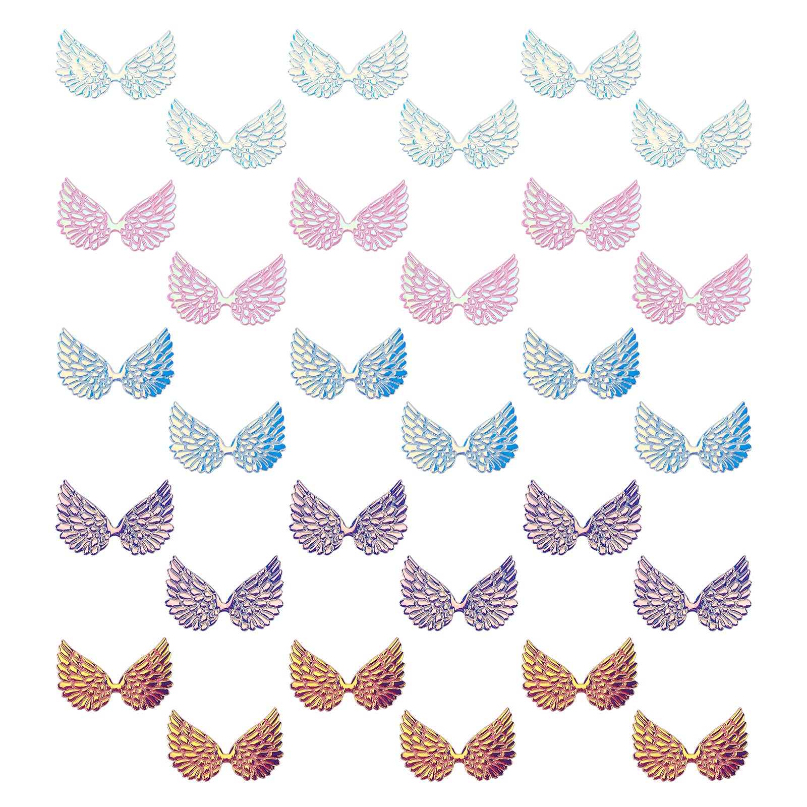 GORGECRAFT 40pcs Laser Angel Wings Fabric Embossed Iridescent Wings Patches Applique 5 Colors Mini Wings Crafts for DIY Craft Decoration Clothing Ornament Supplies Shirts Jeans Craft Sewing