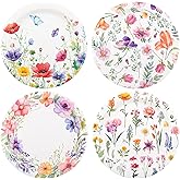 Purhapfre 80Pcs Wildflower Paper Plates Disposable Wild Floral Party Plates 9 Inch Spring Dinner Plates Decoration for Spring Summer Birthday Baby Shower Picnic Wedding Tea Party Supplies