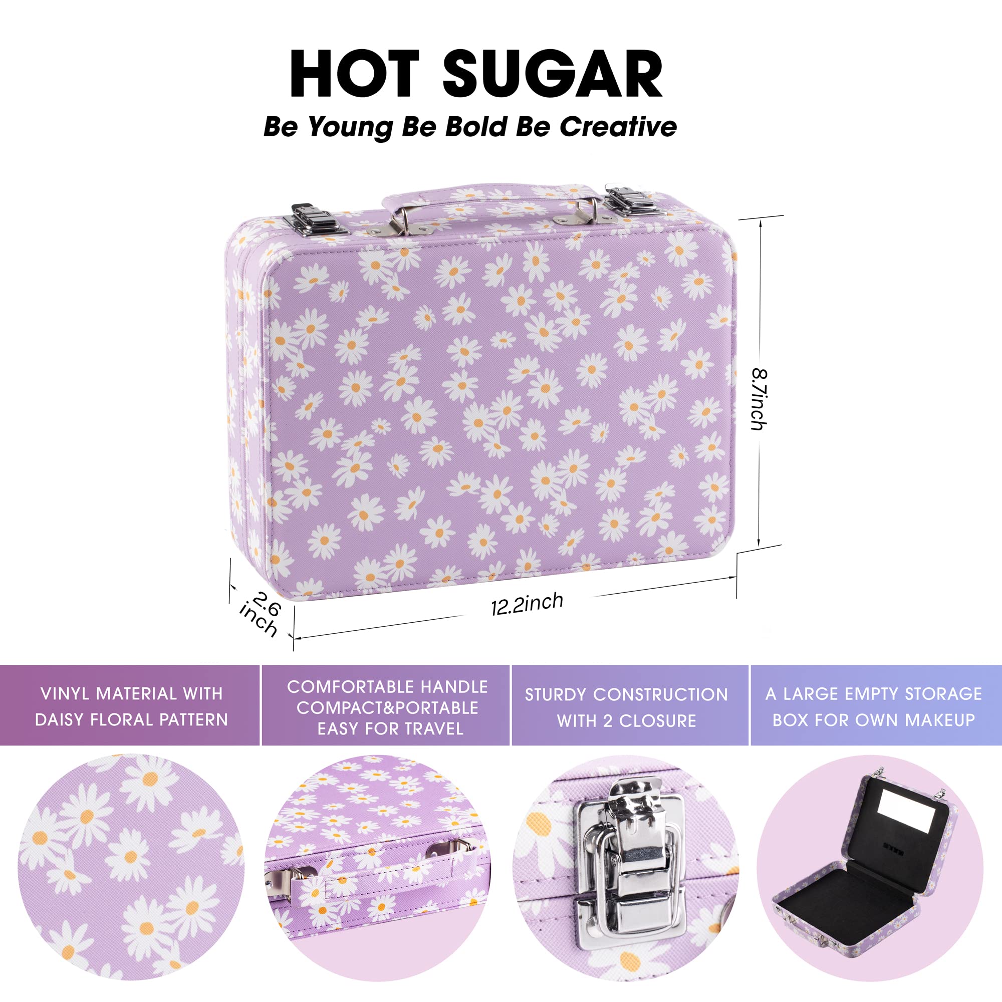 Hot Sugar Makeup Kit for Teenager Girls 10-12, All in One Beginner Makeup Kit for Women Full Kit, Teen makeup kit Cosmetic Gift Set on Birthday Christmas(Purple Daisy)