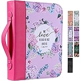 Bible Cover Case for Women PU Leather Woman Book Carrying Bag Bible Study Sipples Accessories with 7pcs Paper Bookmark Journaling Kit Christian Gifts