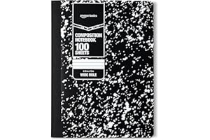 �鶹�� Basics Composition Notebook, Wide Ruled, 100 Sheets, 1 pack, Marble Black, 9.75" x 7.5"