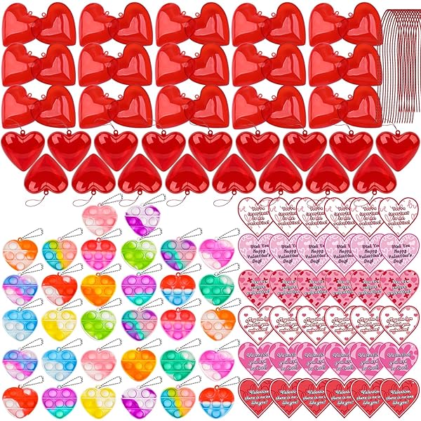 AVISKI 30PCS KIDS VALENTINES DAY GIFTS FOR CLASSROOM – VALENTINE PREFILLED HEARTS WITH POPPERS FIDGET GIFT TAGS FOR TODDLERS BOYS GIRLS EXCHANGE GIFTS, PARTY FAVOR PRIZES, VALENTINE’S GREETING GIFTS