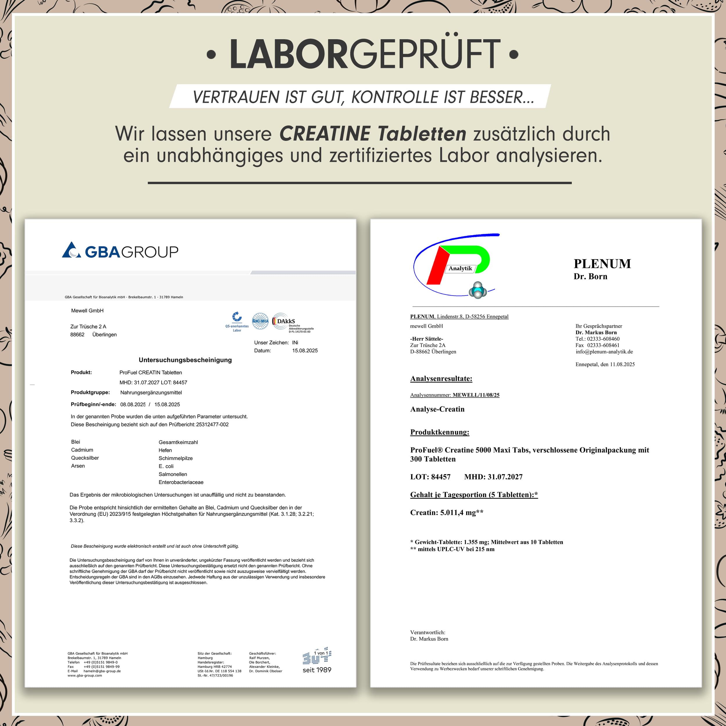Creatin Tabletten 300x - optimal hochdosiert mit 5685 mg Creatin-Monohydrat, davon 5000 mg Creatin - vegane Kreatin-Tabletten - laborgeprüft mit Zertifikat - Vorrat für 60 Tage 5