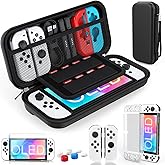 HEYSTOP Case for Nintendo Switch OLED Model, Protection for Switch OLED Switch Case OLED Kit Accessories Cover for Nintendo Switch OLED with Tempered Glass Screen and Thumb Covers Grips