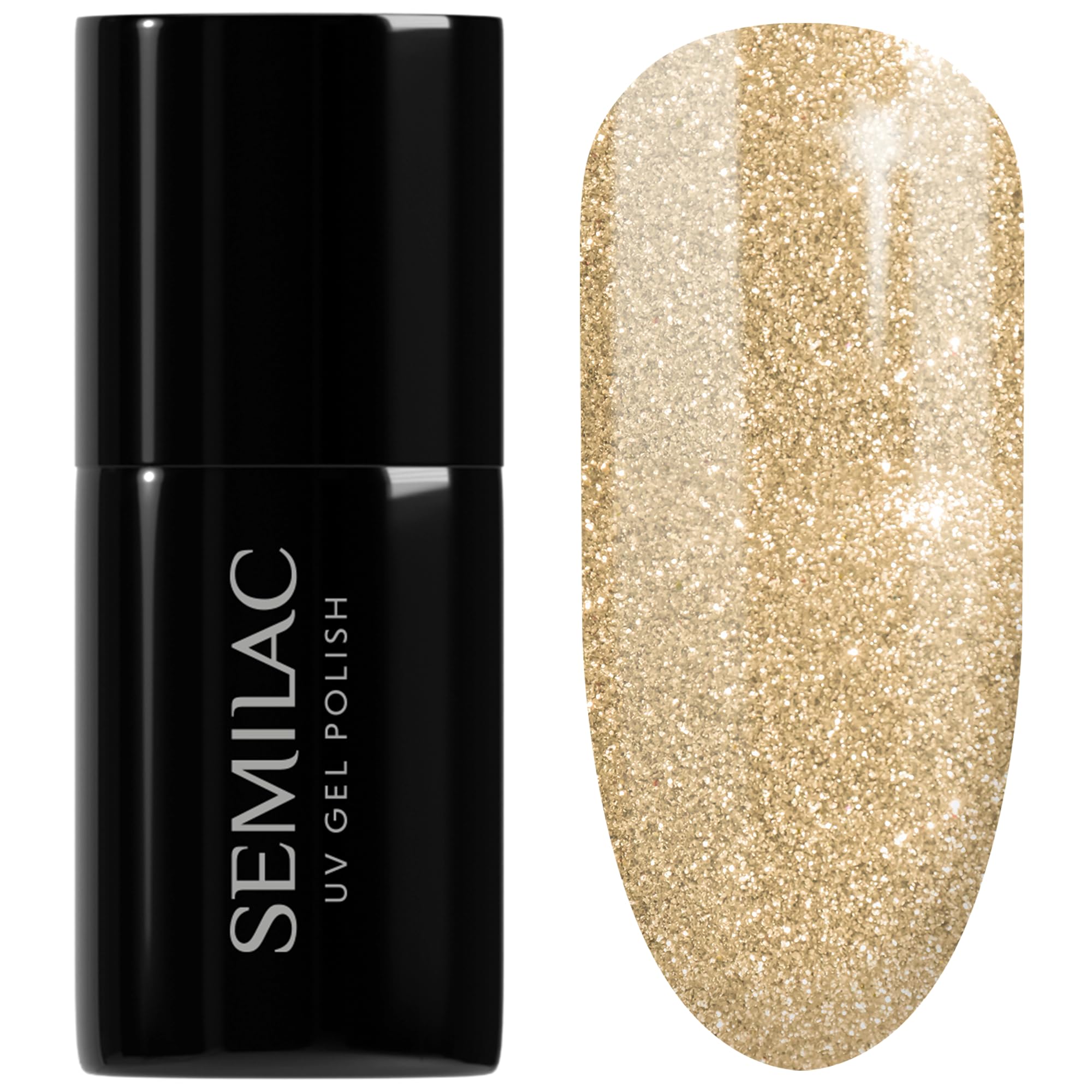 SEMILAC Gel Nail Polish 037 Gold Disco - Full Coverage Gel Polish - Soak Off Easy To Use LED/UV Nail Lamp - Long Lasting Manicure and Pedicure up to 3 weeks