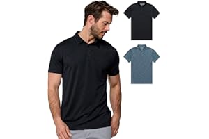 INTO THE AM Performance Dri Fit Polo Shirts for Men S-4XL - Quick Dry Moisture Wicking Athletic Sport Collar Work Shirts