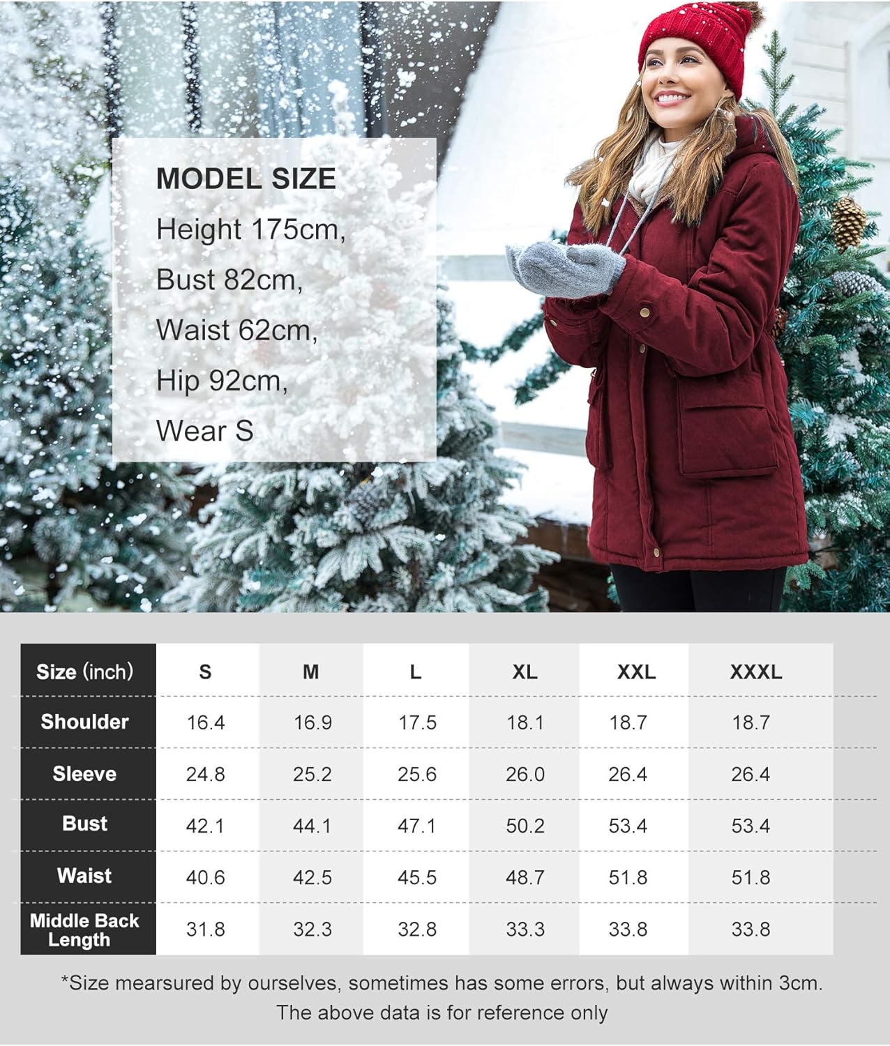 Beyove Womens Hooded Warm Winter Coats with Faux Fur Lined Outerwear Jacket: Clothing