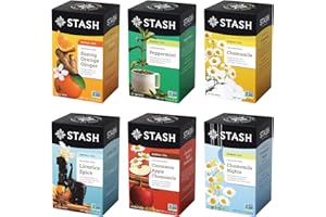 Stash Tea Soothing Herbal Tea 6 Flavor Variety Pack, 6 Boxes With 18-20 Tea Bags Each