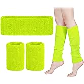 SATINIOR 80s Leg Warmer Workout Set Women 90s Costume Headband Wristbands Knit Outfit Yoga Sport Running