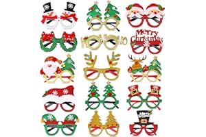 EEOCWF 15 Pcs Christmas Glasses Frame, Holiday Party Eyeglasses Frames Christmas Decoration, Christmas Photo Props Eyewear, Christmas Party Favors Supplies for Christmas Dinner Picnic