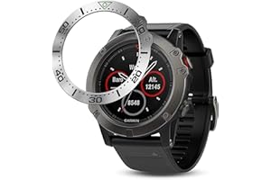 Baihui Stainless Steel Bezel Ring Compatiable with Garmin Fenix 5X Watch Bezel Ring Adhesive Cover Anti Scratch & Collision Protector for Garmin Watch Accessory (Silver - Not Fit Fenix 5 / 5X Plus)