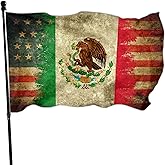Shuitouk Mexico Flag - Mexican American Double Sided 3x5 Outdoor USA Friendship Flag - Vivid Color Polyester With Brass Grommets for Patriotic House Yard Decoration Banner