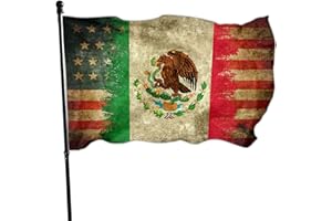 Shuitouk Mexico Flag Mexican American Flag 3x5 Outdoor Double Sided Mexico Usa Friendship Flag Vivid Color Polyester with Brass Grommets Patriotic House Yard Decoration Banner