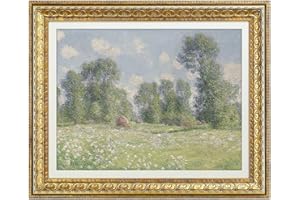 VIOLABBEY Wall Art Framed Gold, Monet Meadow Landscape Prints, Green Wildflower Canvas Painting, Spring Cottagecore Wall Décor for Living room Bedroom Bathroom Shelves Hallway, 11x14 inch