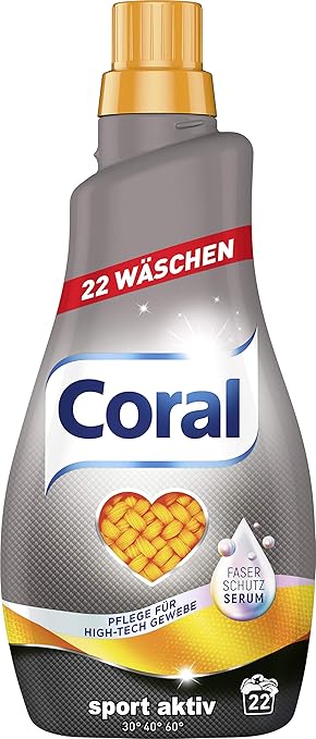 Coral Feinwaschmittel Sport Activ flüssig 44 WL, 2er Pack (2 x 22 WL)