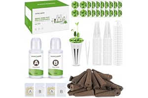 Ahopegarden 167 Pcs Hydroponic Pods Kit with 40 Grow Sponges, 40 Grow Baskets, 40 Covers, 40 Labels, 6 A&B Plant Food Compatible with AeroGarden, IDOO, GardenCube, MUFGA and All Brands