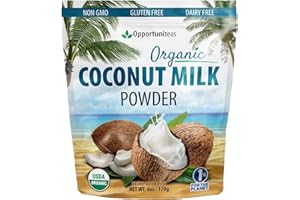 Opportuniteas Coconut Milk Powder Organic - Non Dairy Vegan Creamer For Coffee, Tea, Smoothies, Yogurt & Cooking - Full Fat & Unsweetened For Keto & Paleo Diet - Dried & Powdered at a Low Temperature