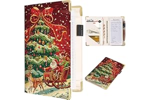 Tucocoo Server Book, Christmas Scene Waitress Book, Bow Tree Server Books for Waitress Cute Waiter Book with Zipper Pocket, Leather Serving Book Server Notepad Waitress Accessories Fit Server Apron