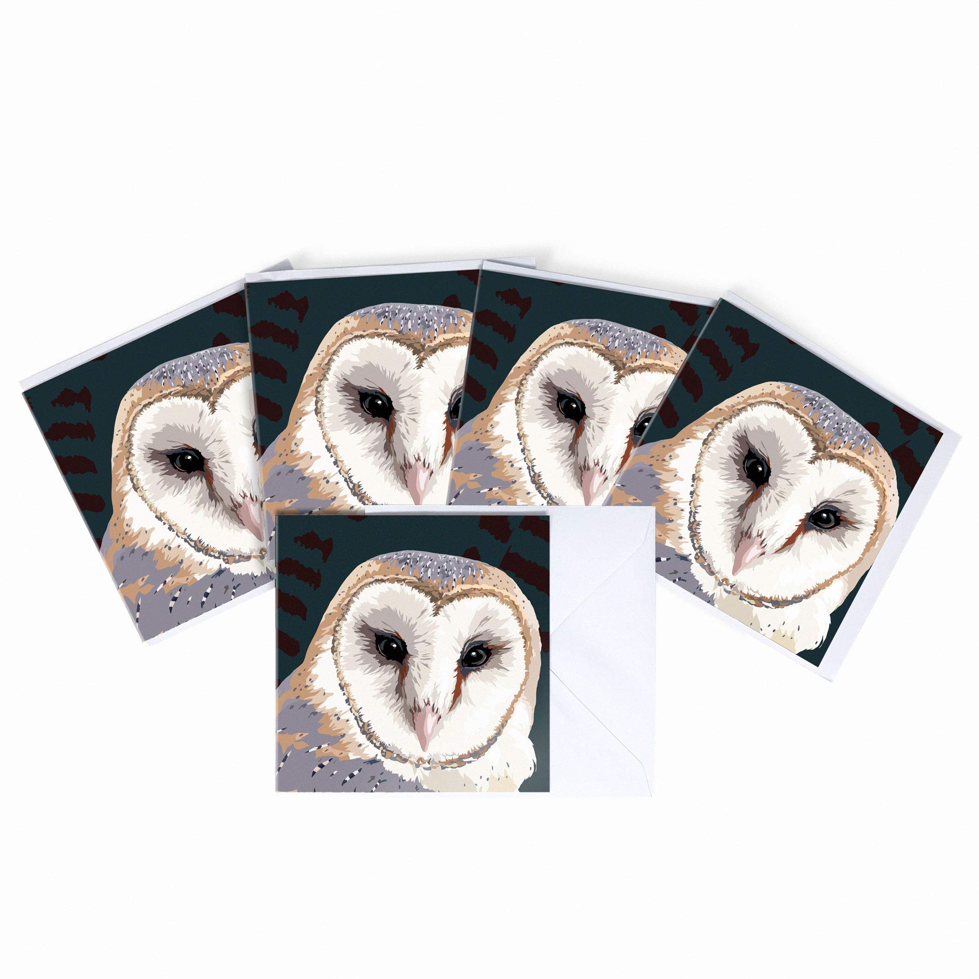 Barn Owl Blank Greeting Card by Leslie Gerry - Pack of 5 Multipack