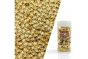 KANDLRIK 10mm Super Gold Stars Sprinkles Edible Stars Cake Decorating Stars Cake Decorations Cupcake Toppers Cookie Decorating Perfect for Cakes,Cupcakes,Desserts Toppings 3OZ