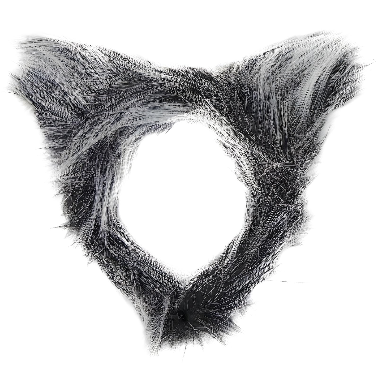 Fogcosy 1Pcs Plush Grey Wolf Ears - Halloween Wolf Costume for Kids, Wolves Fancy Dress Ears Accessories, Animal Costume for Halloween Cosplay Party Dress Up