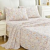 MUXHOMO Queen Size 4 Piece Sheet Set, Soft Breathable Bed Sheet Set for Bedroom with Deep Pocket Up to 16", Wrinkle-Free & Cooling Bedding for Oeko-TEX Certified - Fern Class