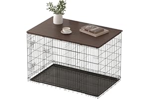 Piskyet Dog Crate Topper Wood Countertop for 48 42 36 30 24 inch Dog Cage, Dog Crate Cover,Dog Kennel Topper(Crate Not Includ