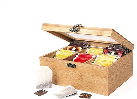 Excelsa Caja té, Bambú, Natural, CM 21 X 16 X 9: Amazon.es: Hogar