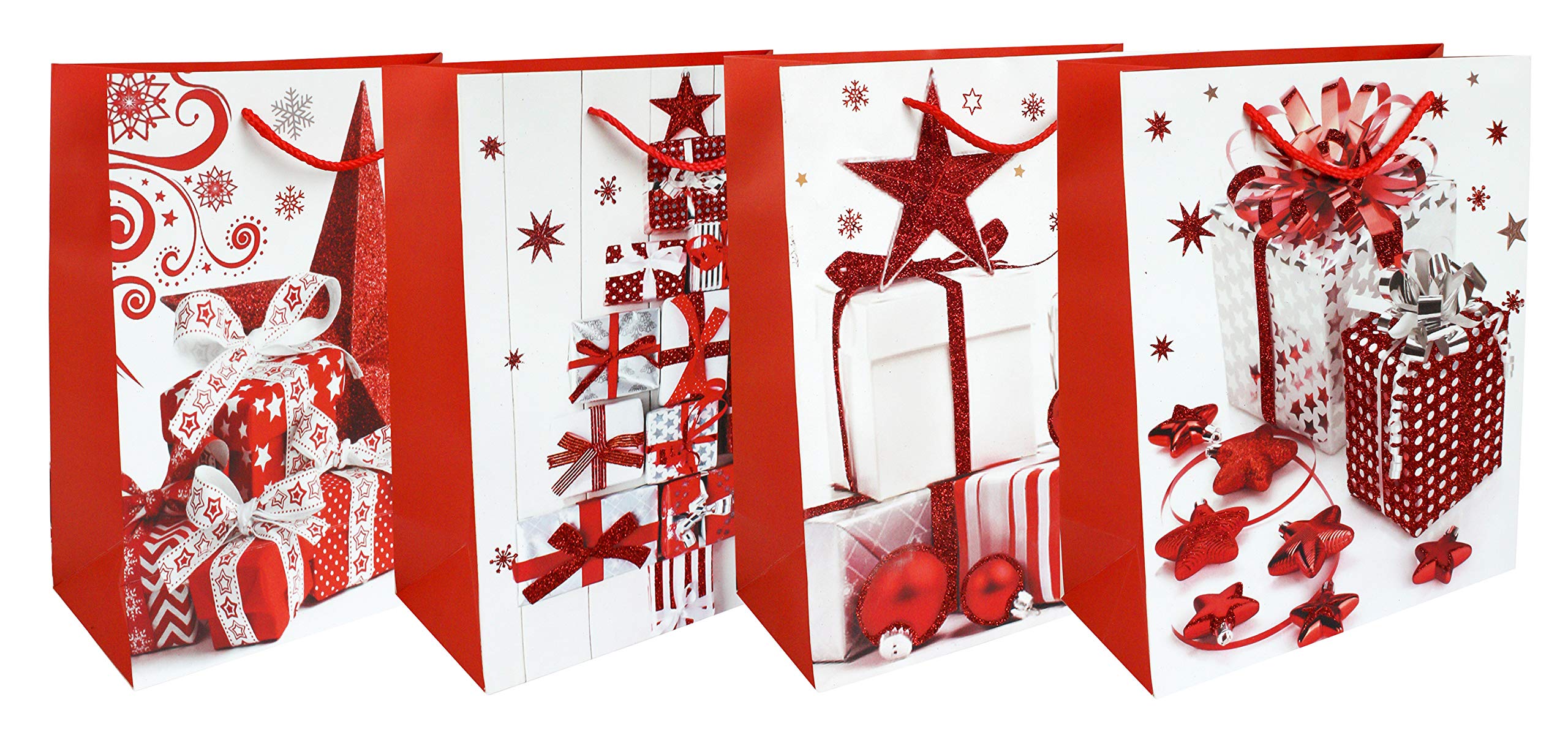 Emartbuy Luxury Gift Bag Strong Laminated Paper Mixed Colours (Set of 4 - Christmas Presents)