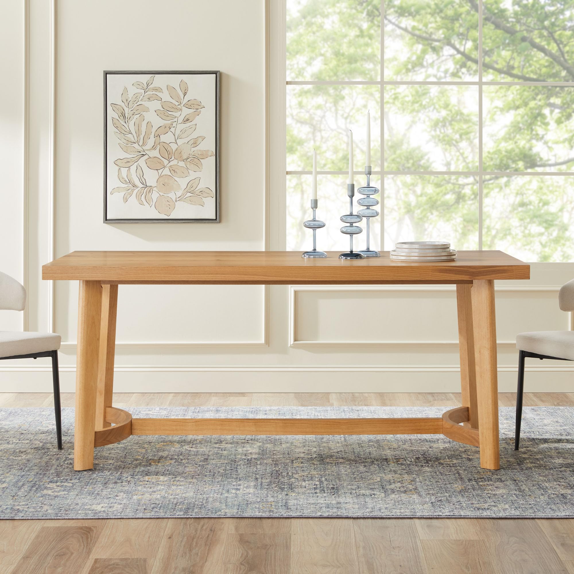 Walker Edison Modern Farmhouse Rustic Solid Oak Wood Rectanglular ...