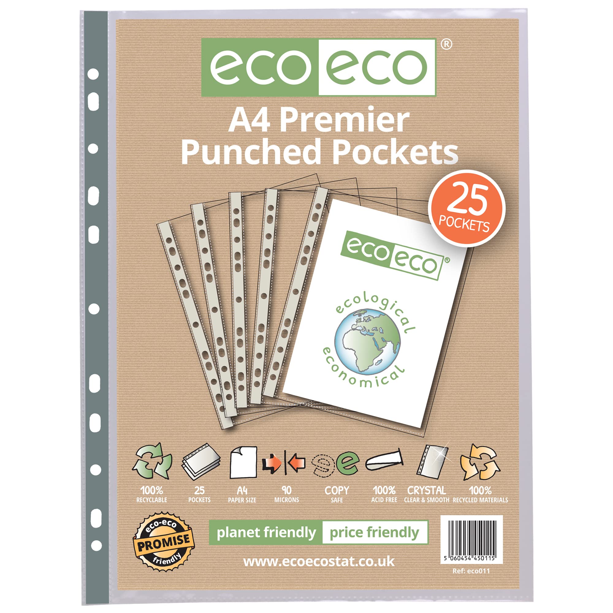 eco-eco A4 100% Recycled Bag 25 Premier Multi Punched Pockets