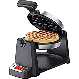 Elechomes Flip Belgian Waffle Maker with LCD Display (1.4" Thick Waffles), 180° Rotating Waffle Iron, Digital Timer, Non-Stic