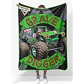 Sunny Side Up Monster Jam Plush Travel Throw Blanket - Measures 40 x 50 Inches - Super Soft & Cozy Travel Accessories Features Grave Digger
