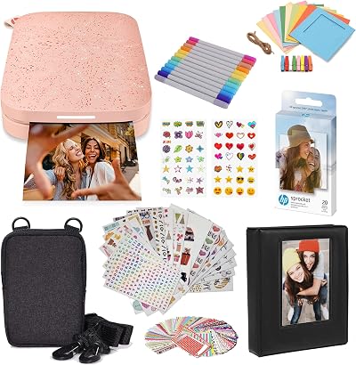 HP Sprocket Portable 2x3 Photo Printer Blush Pink Starter Bundle