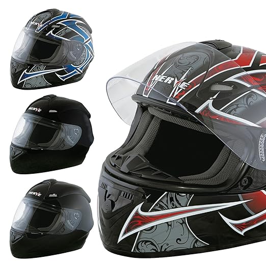 Nerve Shop Motorradhelm Integralhelm NS2013 Vollvisierhelm Fullface Motorrad Helm Mofa Motorroller Damen Herren Erwachsene - 