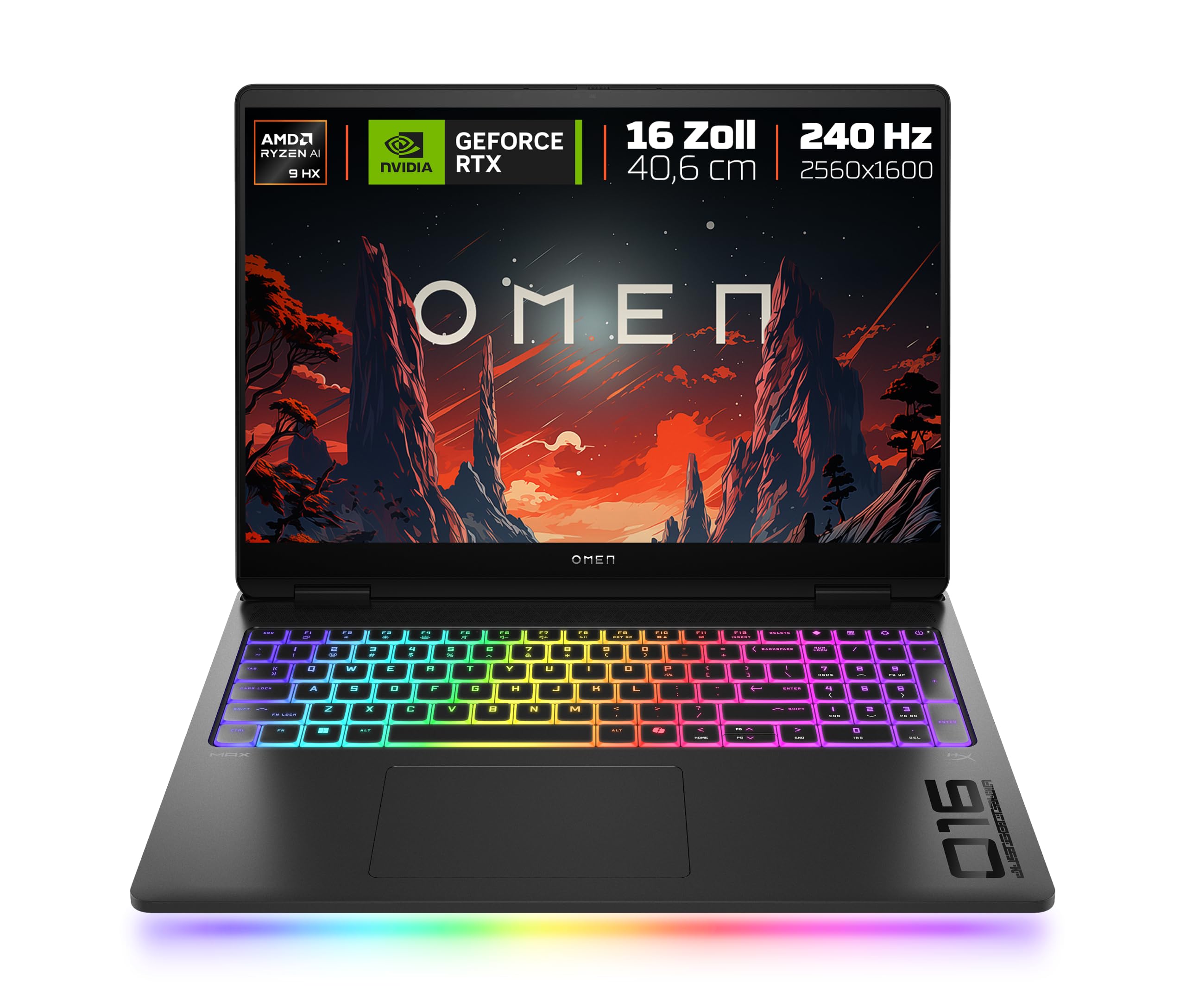 HP Omen MAX 16 Gaming Laptop (16" 2.5K Display, AMD Ryzen AI 9, 32GB RAM, NVIDIA GeForce RTX 5080, 1TB, Win11, QWERTZ) - Schwarz